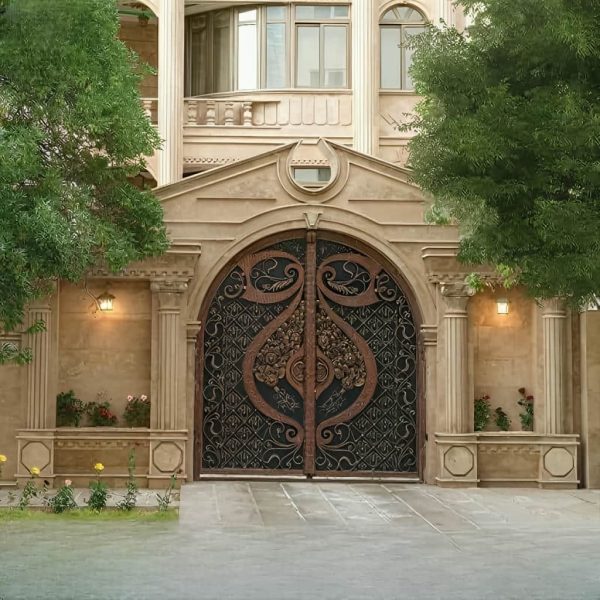 درب فلزی دسته گل کلاسیک لوکس