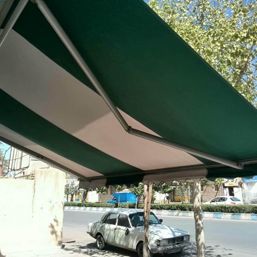 سایبان برقی و چتری با پارچه مقاوم در برابر آفتاب