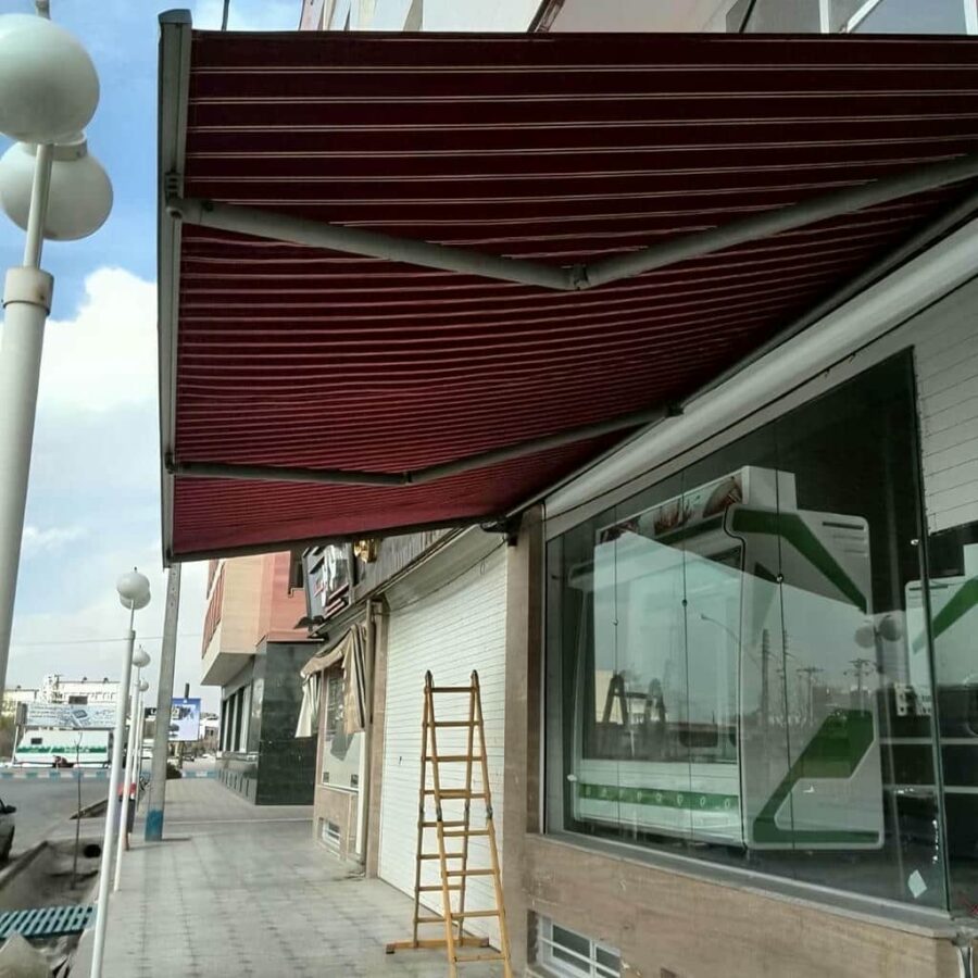 سایبان برقی و چتری با پوشش خطی مناسب نما