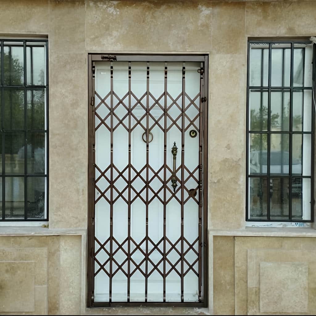نصب درب آکاردئونی سه گل تسمه روی چهارچوب