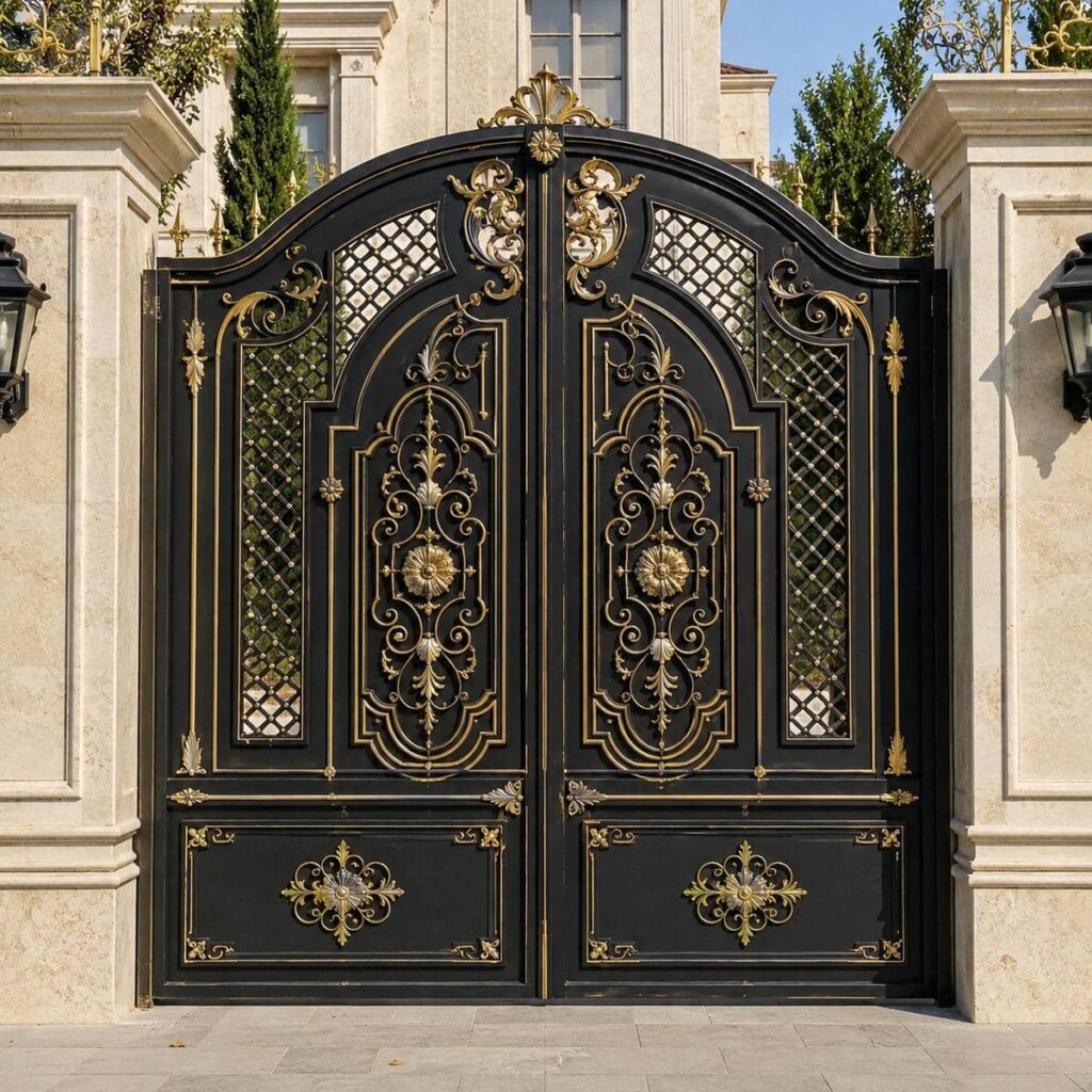قیمت درب ویلایی مشکی طلایی بر اساس طرح و ابعاد