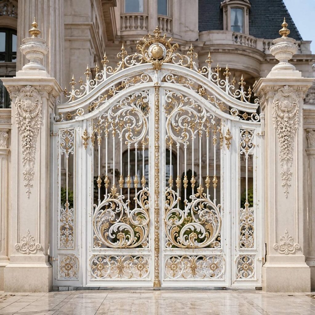 طرح مدرن درب پارکینگ دو لنگه عریض با خطوط هندسی