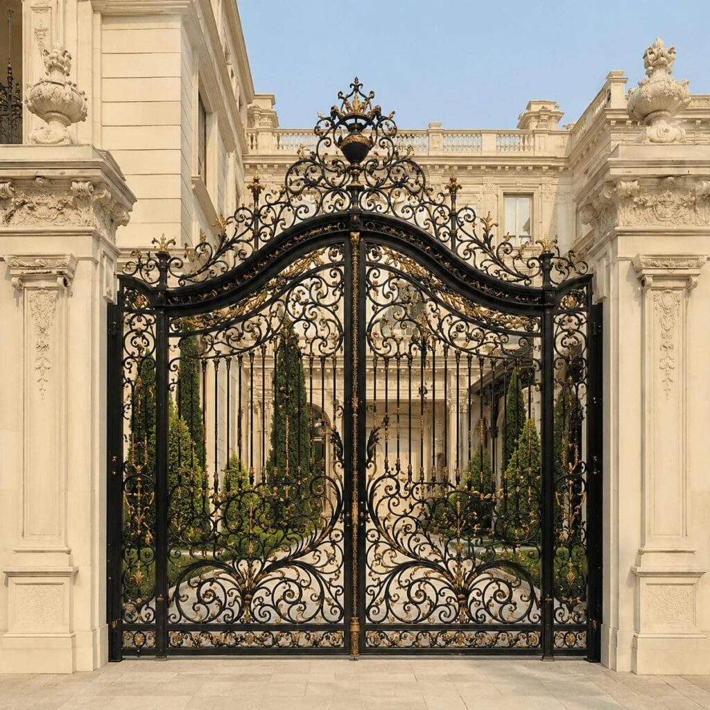 خرید درب حیاط نمای آجری با رنگ هماهنگ