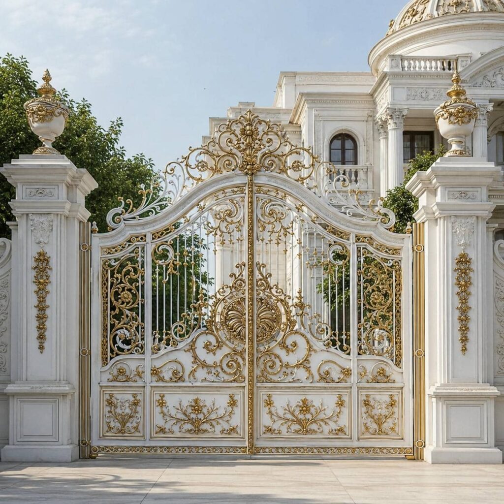 درب ویلایی فرفورژه نمای رومی با قوس دوبل