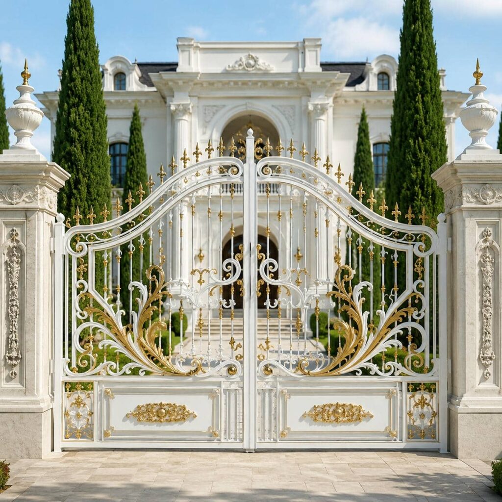 نصب درب حیاط طرح مدرن روی زیرسازی مناسب