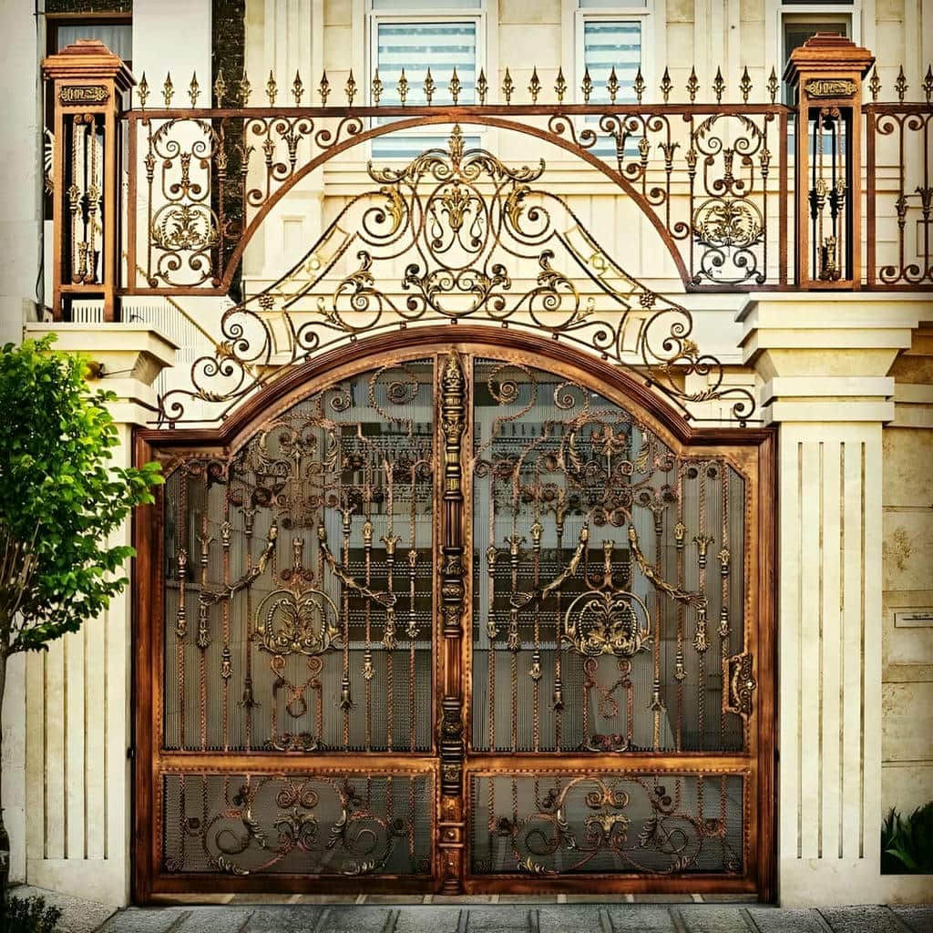 سفارش درب حیاط طرح چوب فلزی با رنگ سفارشی