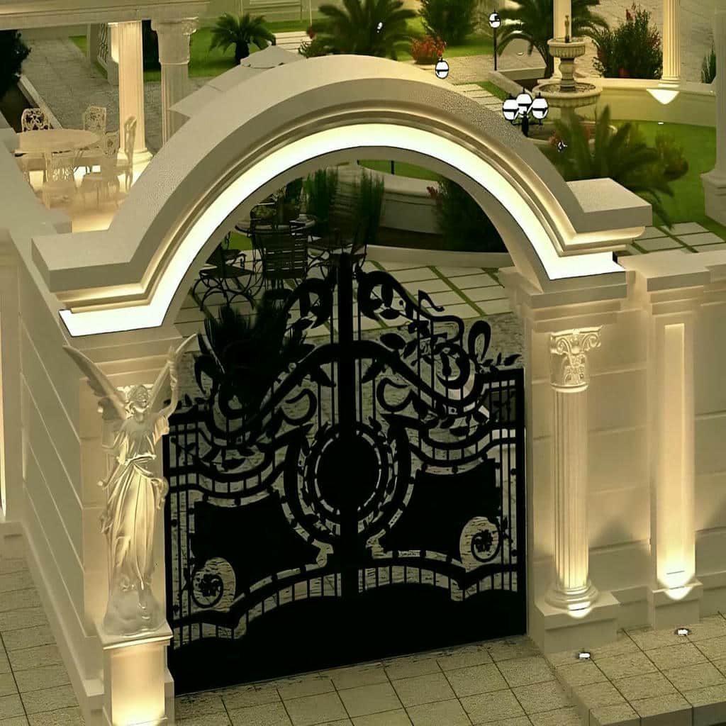 مدل ساده درب پارکینگ آهنی ریلی با حرکت روان