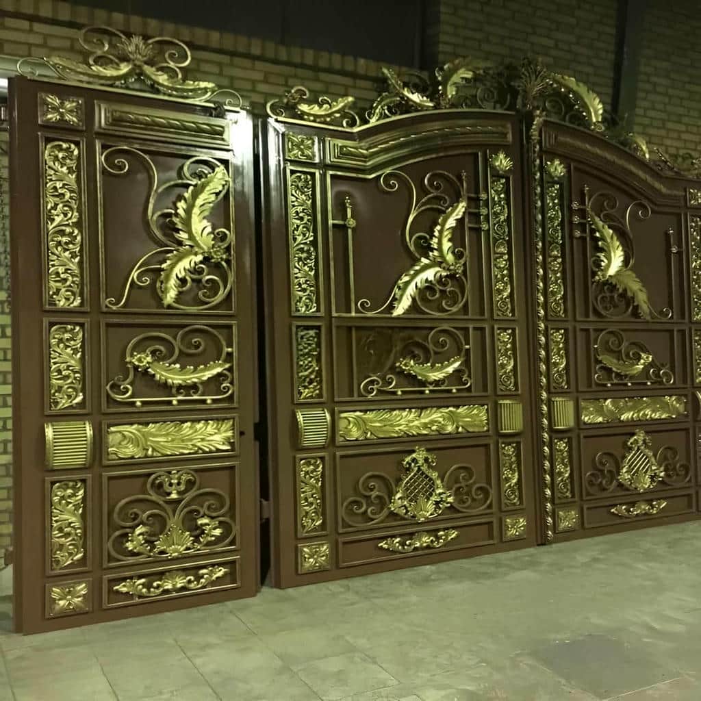 درب فلزی ورودی اصلی CNC با طرح هندسی معاصر