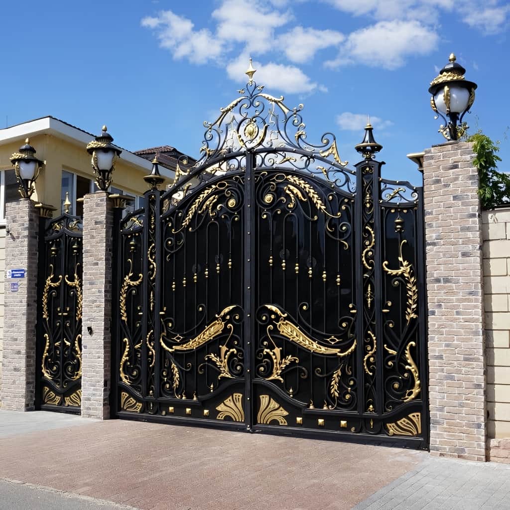 طرح مدرن درب پارکینگ ریلی ریل زمینی هماهنگ با نما