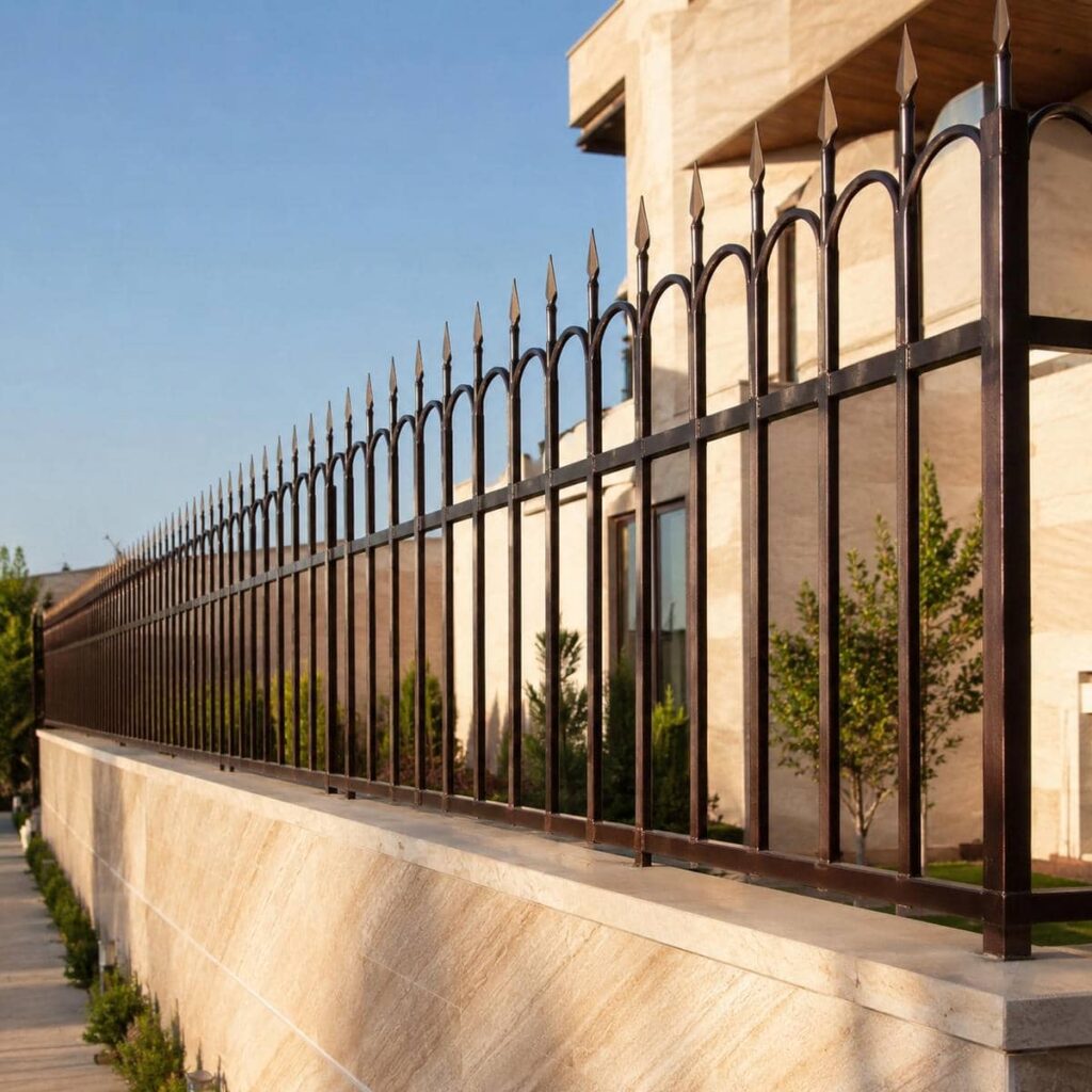 نصب نرده حفاظ دیوار ساده روی سنگ درپوش