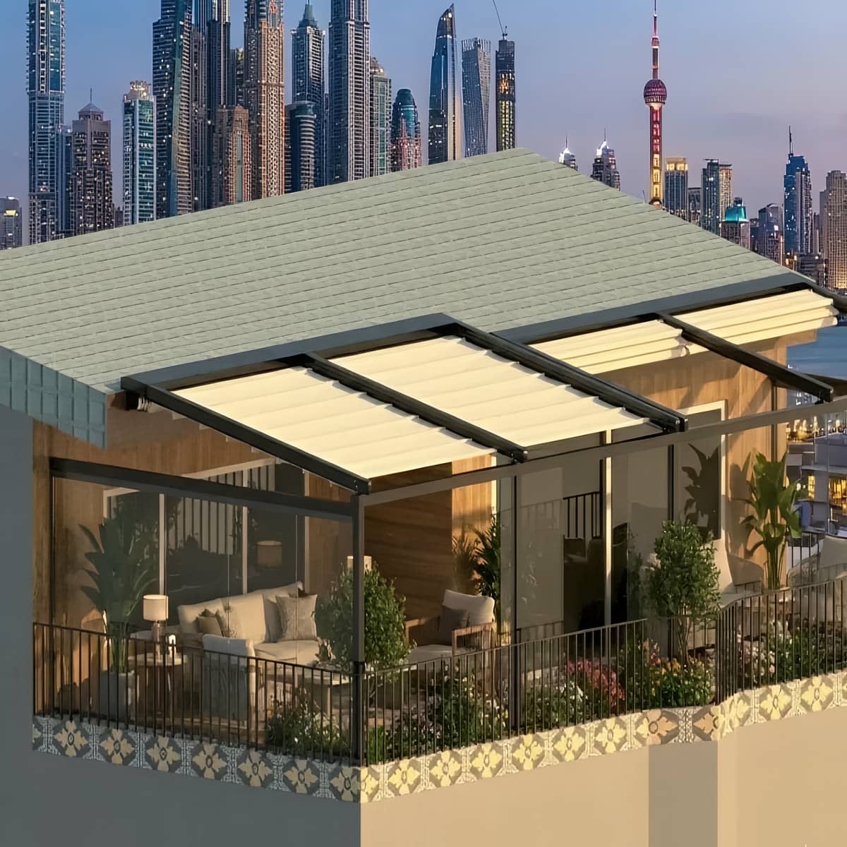 چادر برقی نمای مدرن مینیمال