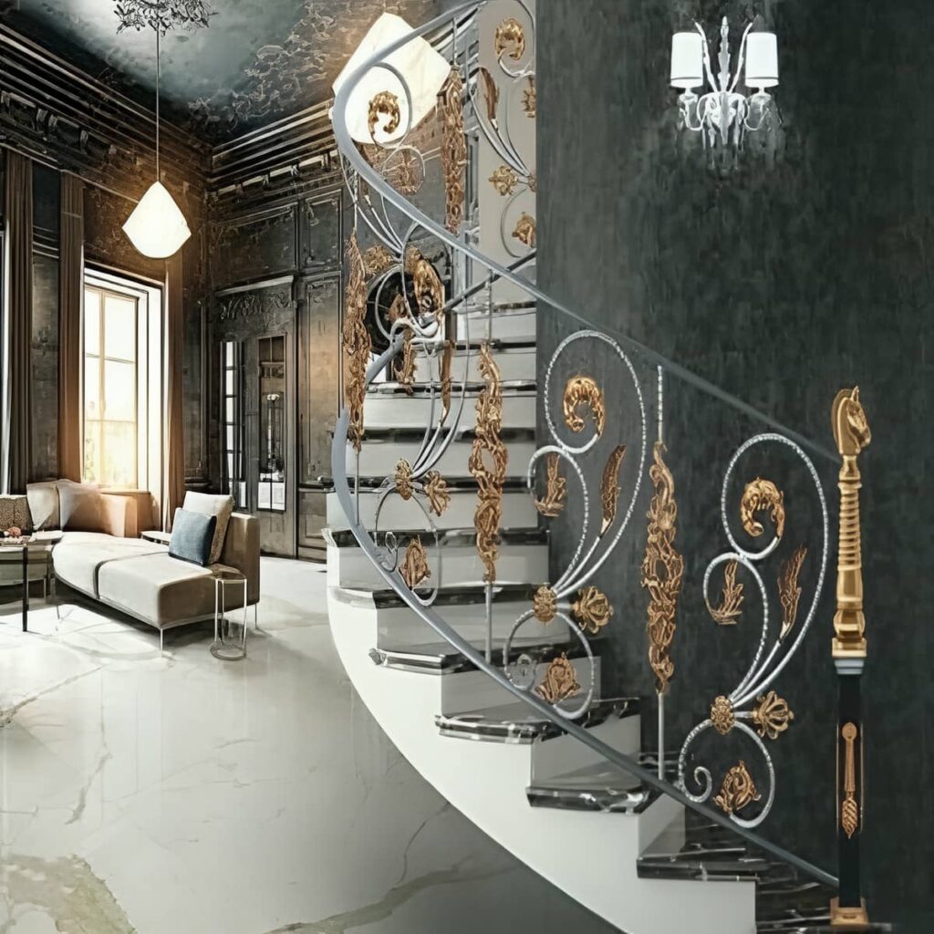 نرده فرفورژه بالکن مدل ایرانی اجرا شده